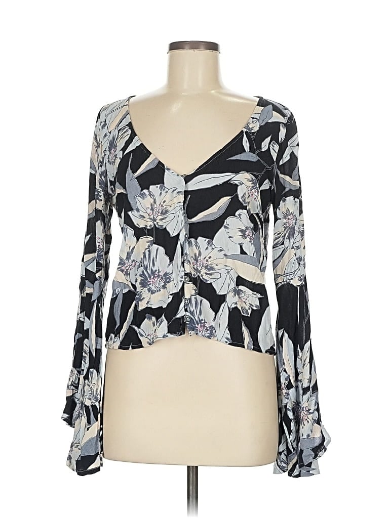 Pre-owned Billabong Long Sleeve Blouse In Black