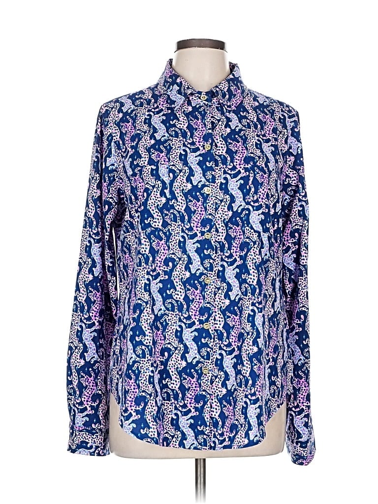 Pre-owned Lilly Pulitzer Long Sleeve Blouse In Blue