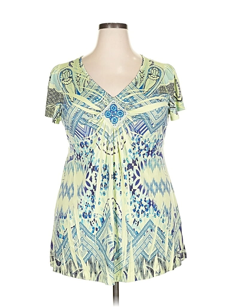 Pre-owned Apt. 9 Short Sleeve Blouse In Green