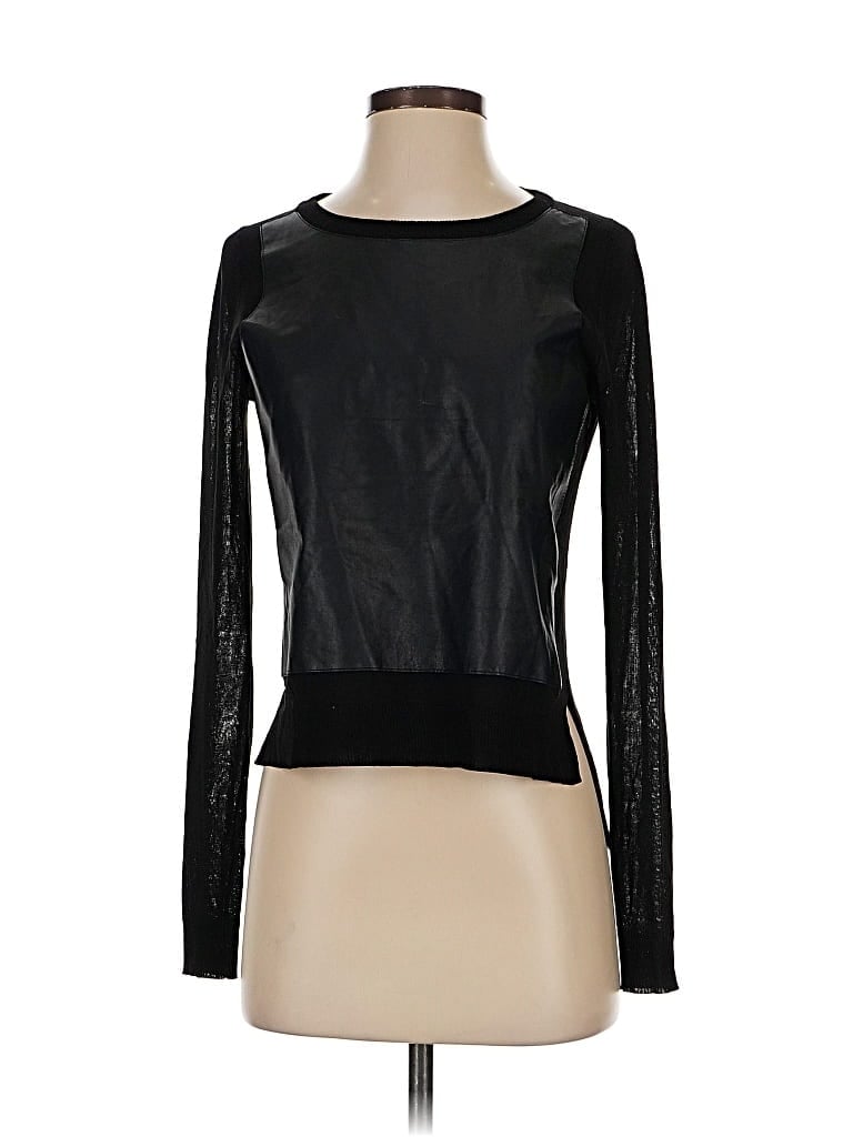 Pre-owned Elizabeth And James Long Sleeve Top Black Boatneck Tops