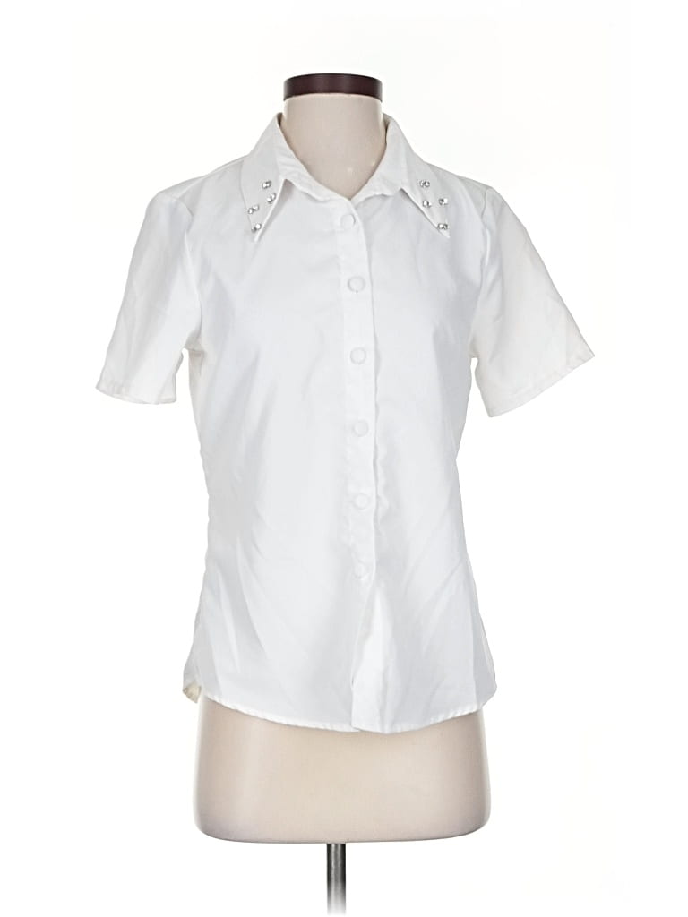 Pre-owned Shein Short Sleeve Blouse In White