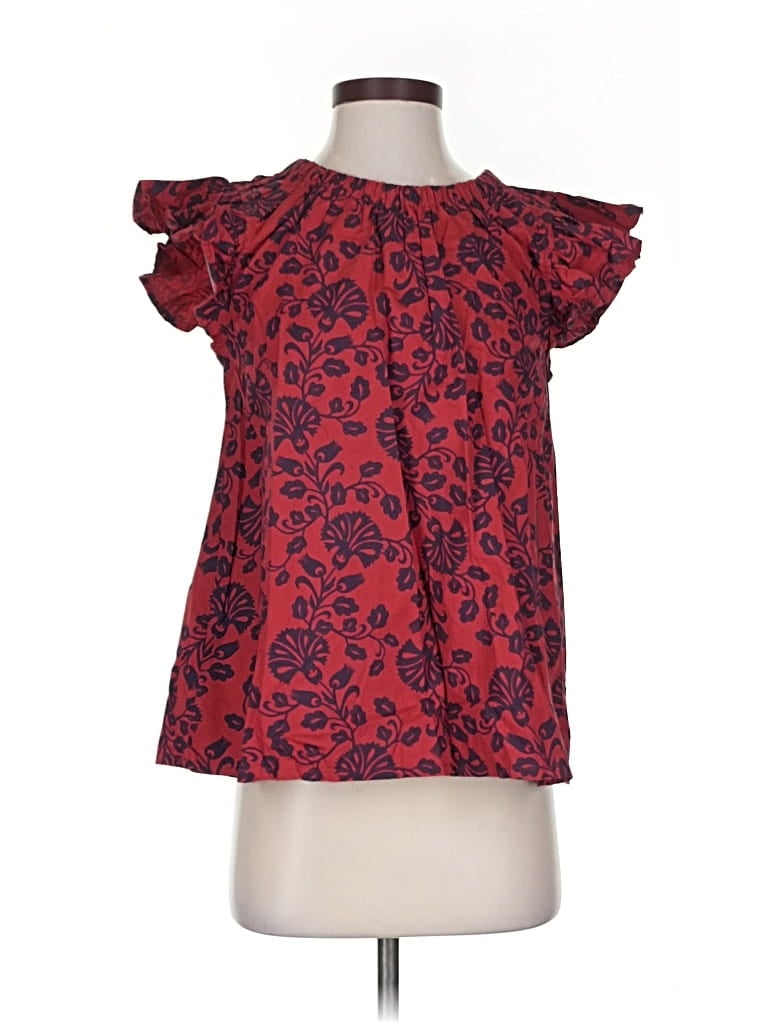 Pre-owned Mud Pie Short Sleeve Blouse In Red