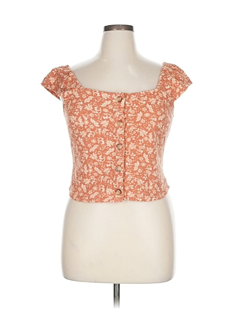 Pre-owned Rewind Short Sleeve Top Orange Sweetheart Neckline Tops