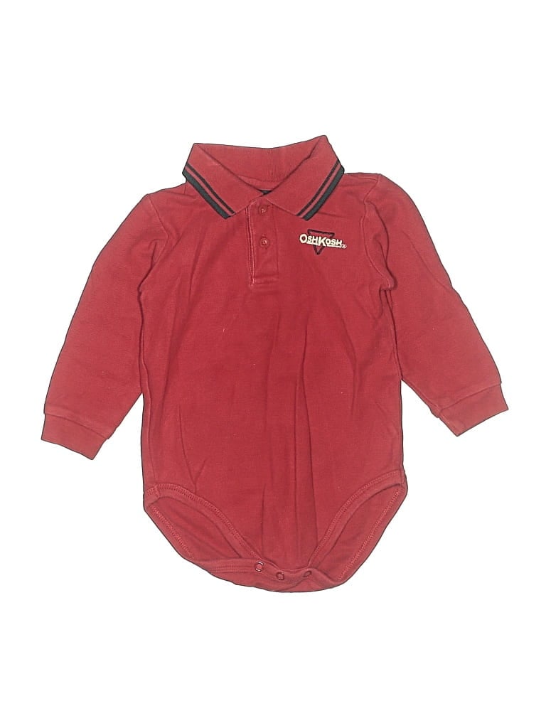Pre-owned Oshkosh B'gosh Kids' Long Sleeve Onesie In Burgundy