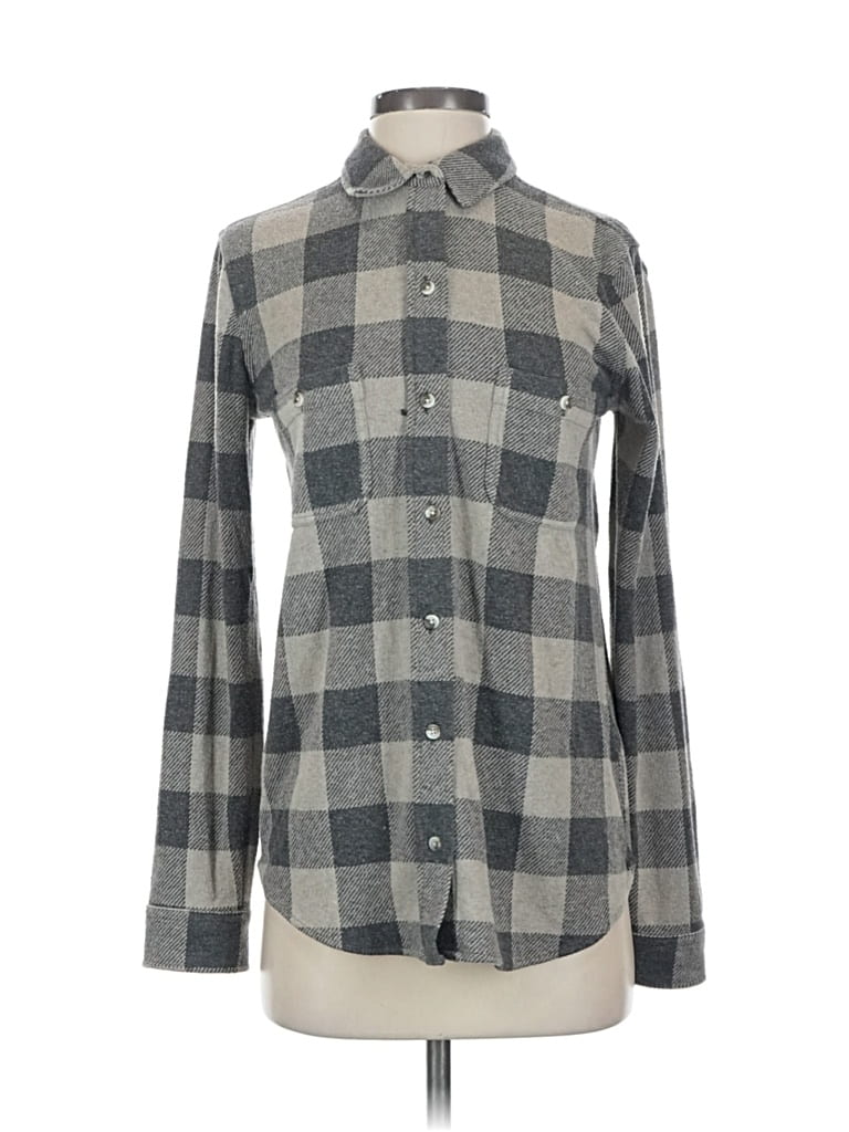 Pre-owned Faherty Long Sleeve Blouse In Gray