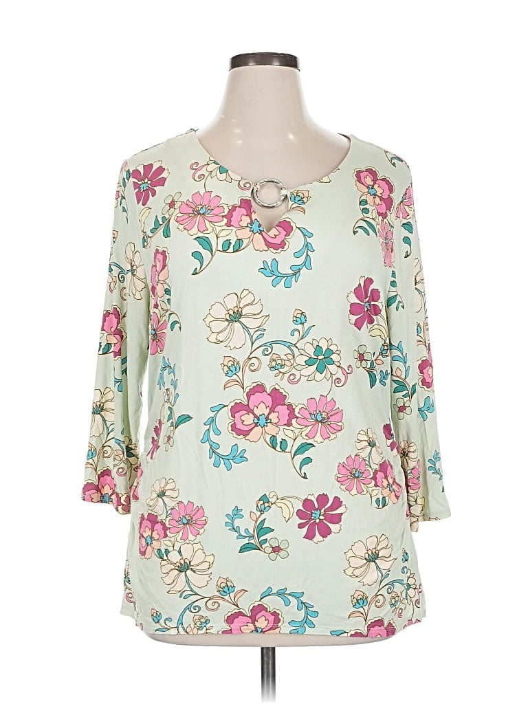 Pre-owned Jm Collection 3/4 Sleeve Blouse In White