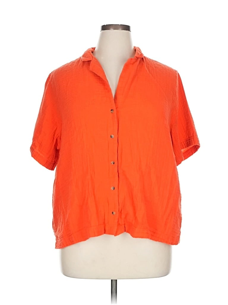Pre-owned Old Navy Short Sleeve Blouse In Orange