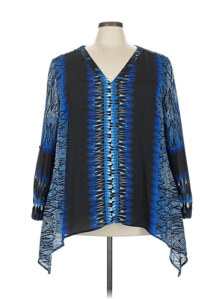 Pre-owned Ny Collection 3/4 Sleeve Blouse In Blue