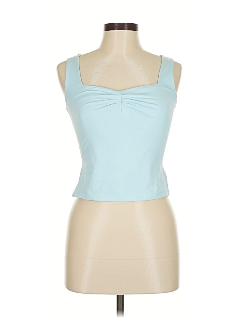 Pre-owned Trendy Queen Tank Top Blue Strapless Neckline Tops