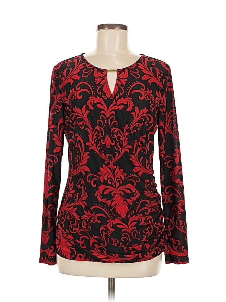 Pre-owned Inc International Concepts Long Sleeve Blouse In Red