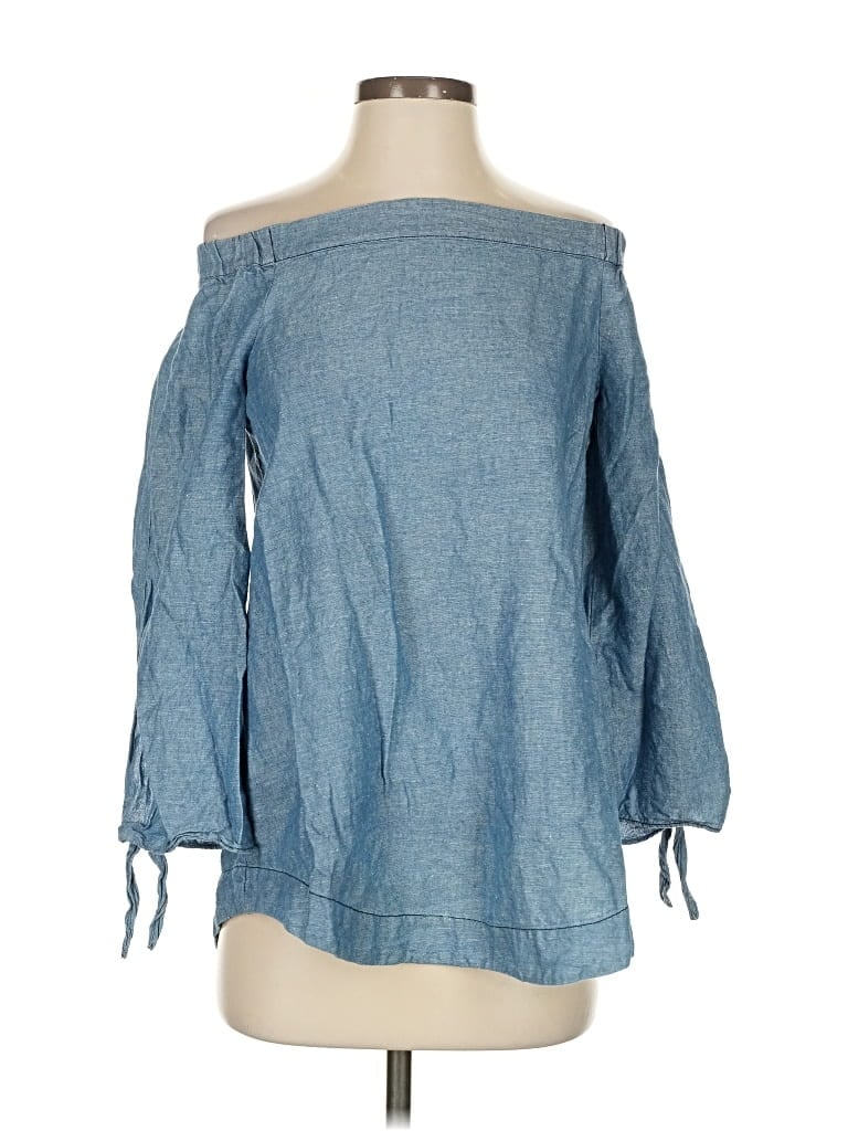 Pre-owned Free People 3/4 Sleeve Blouse In Blue