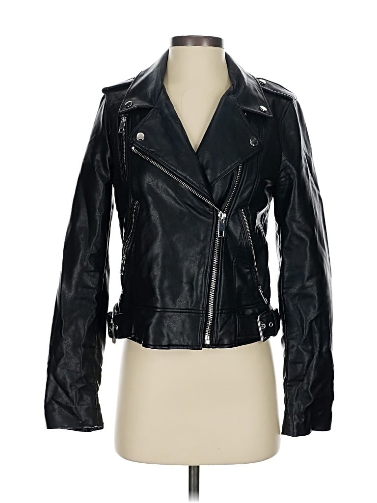 Pre-owned Zara Faux Leather Jacket In Black