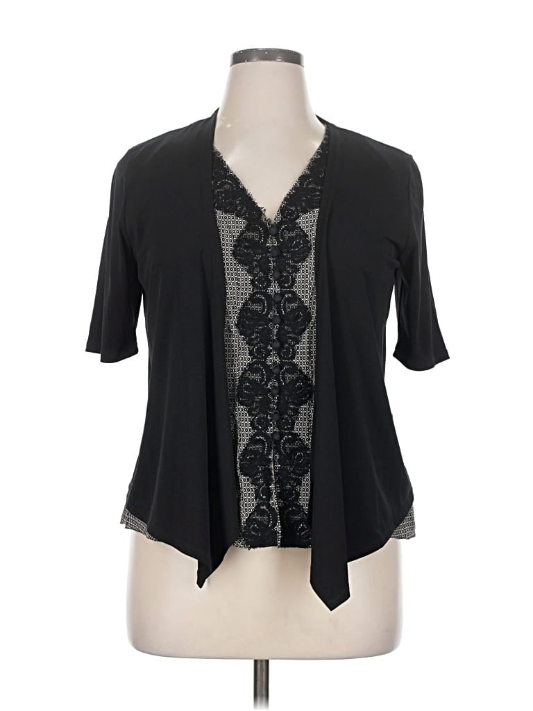 Pre-owned Nine West Short Sleeve Blouse In Black