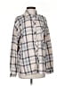 Be Cool Plaid Gray Ivory Long Sleeve Blouse Size Sm - Med - photo 1