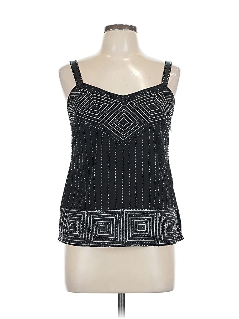 Pre-owned R & M Richards Sleeveless Top Black Square Neckline Tops