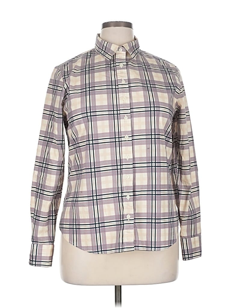 Pre-owned The Shirt By Rochelle Behrens Long Sleeve Button Down Shirt In Purple