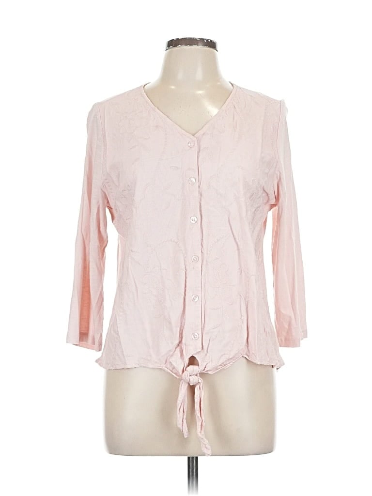 Pre-owned Chico's 3/4 Sleeve Blouse In Pink