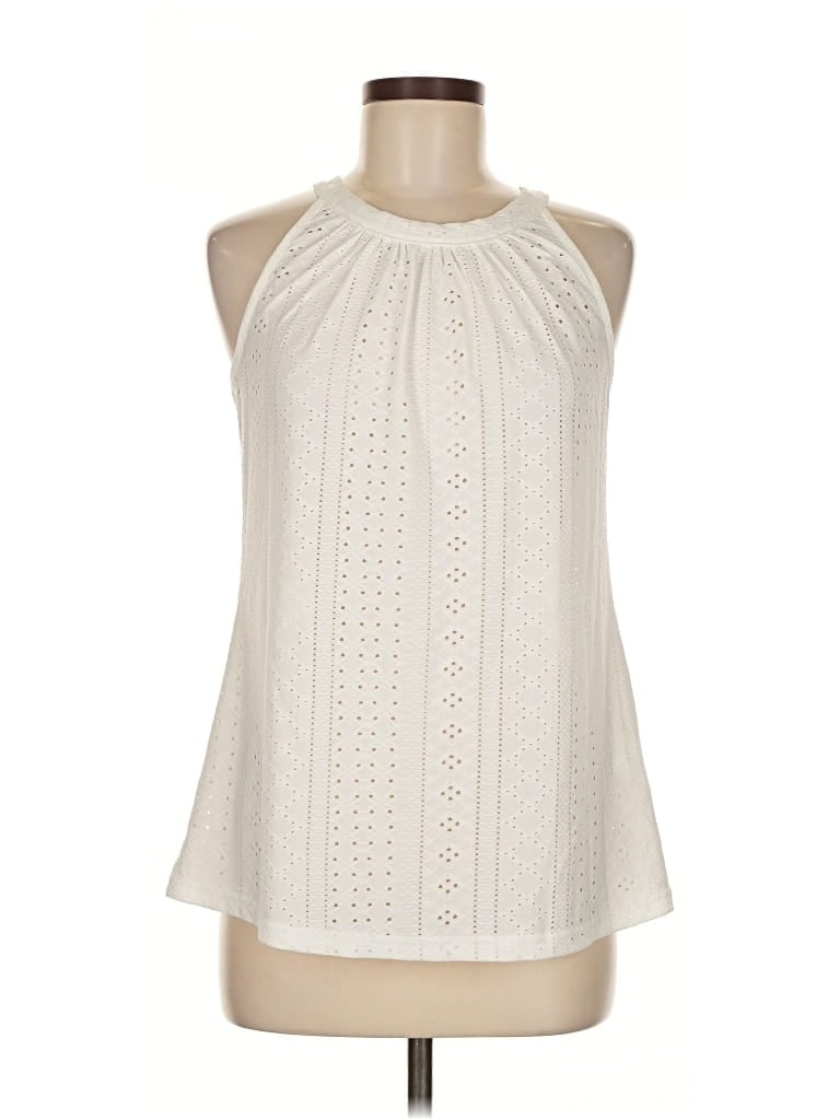 Pre-owned Unbranded Tank Top Ivory Halter Neckline Tops In White