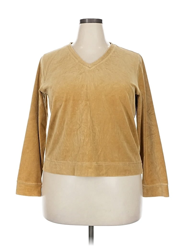 Pre-owned Lands' End Cardigan Sweater In Gold