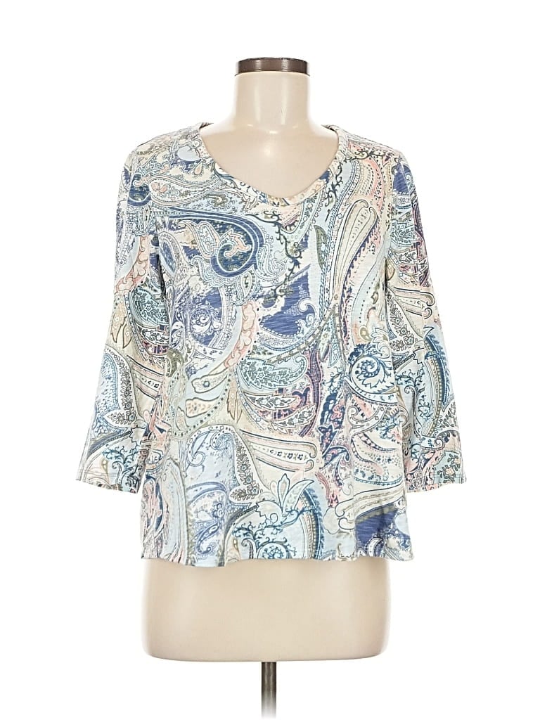 Pre-owned Chico's 3/4 Sleeve T-shirt In Blue