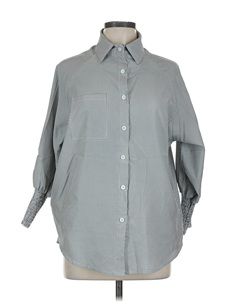 Pre-owned Unbranded 3/4 Sleeve Blouse In Gray