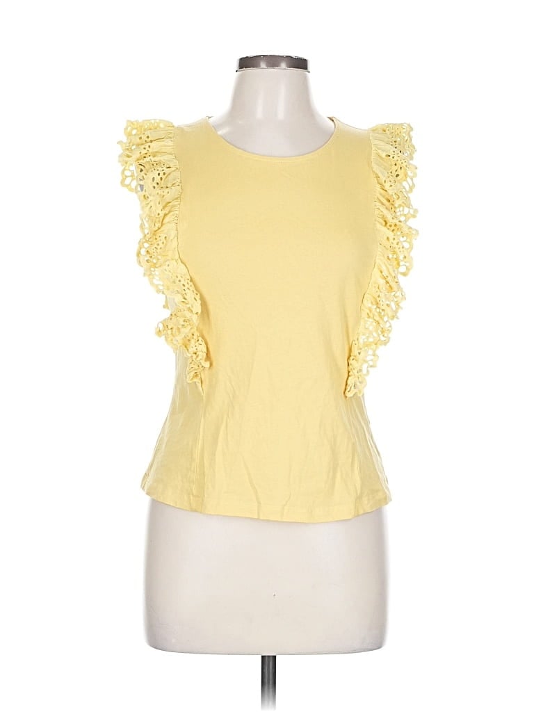 Pre-owned Bishop + Young Sleeveless Top Yellow Ruffles Neckline Tops