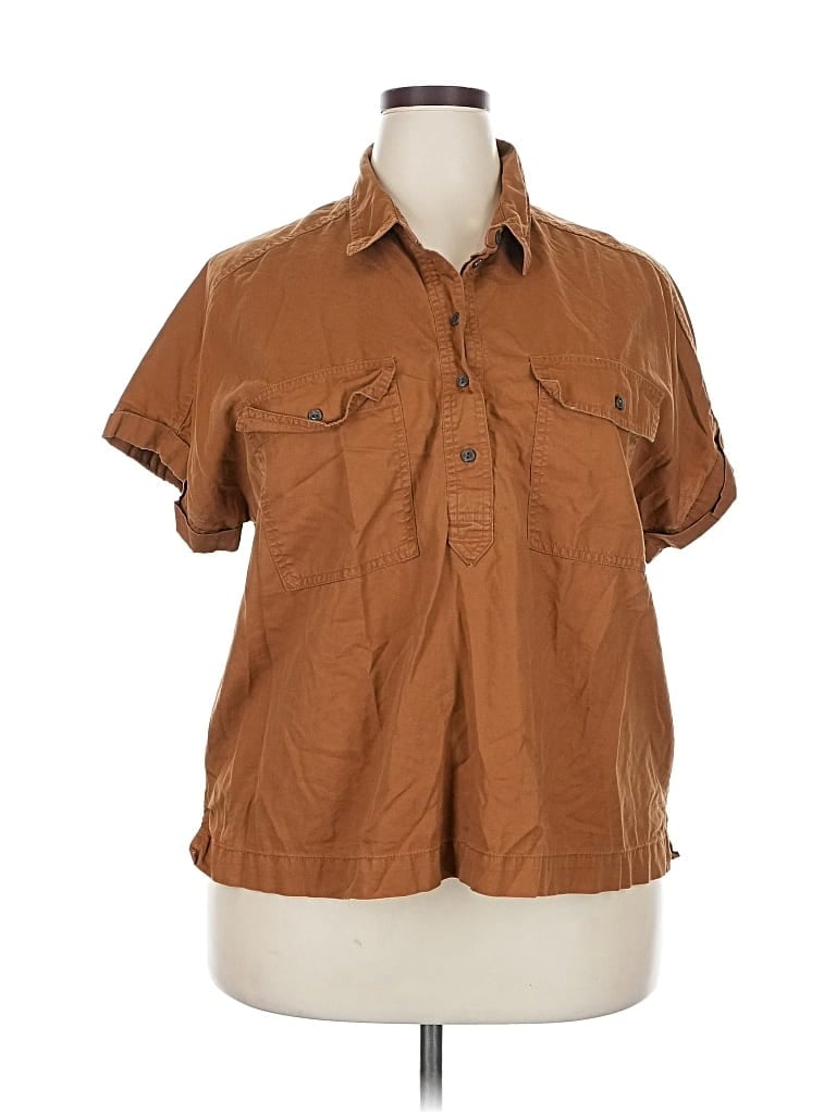 Pre-owned Universal Thread Short Sleeve Blouse In Brown