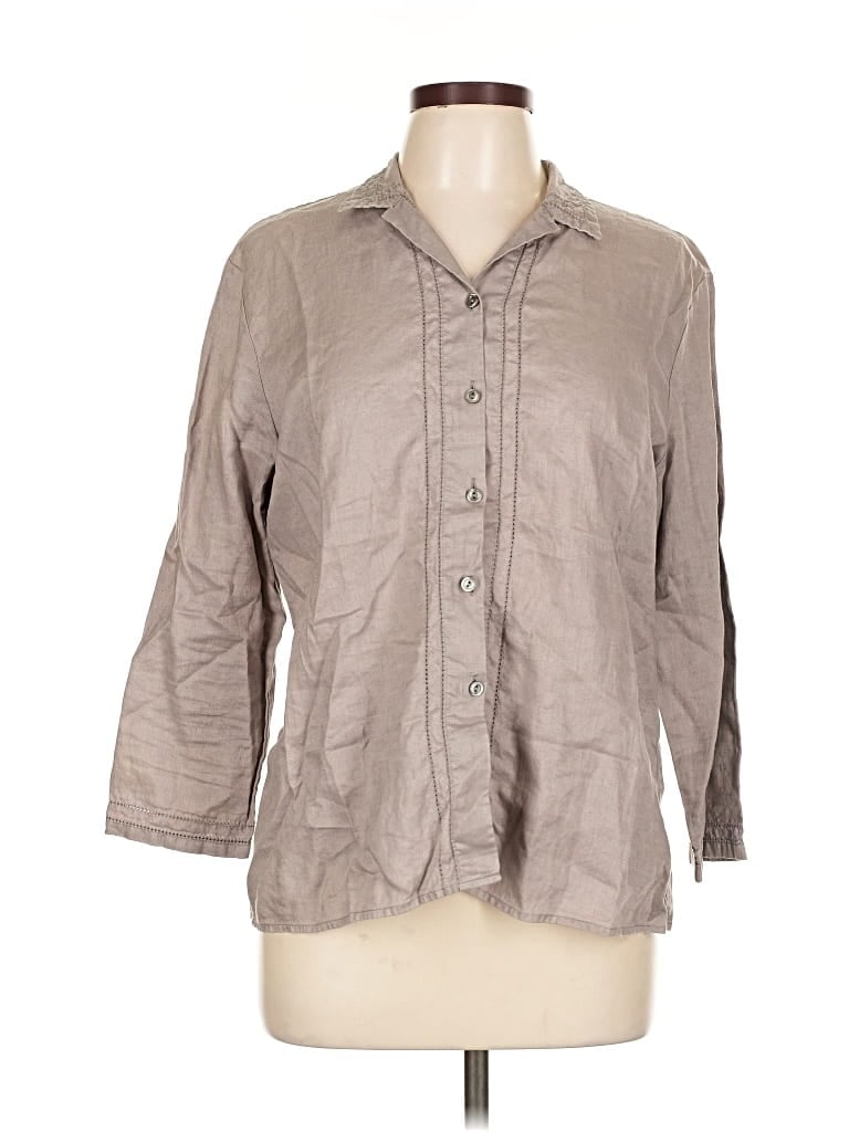 Pre-owned Gap 3/4 Sleeve Button Down Shirt In Gray