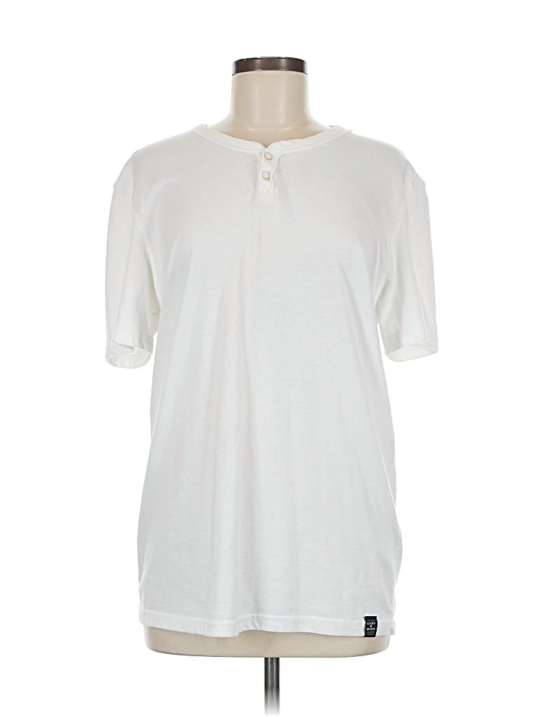 Pre-owned Lucky Brand Short Sleeve Henley Shirt In White