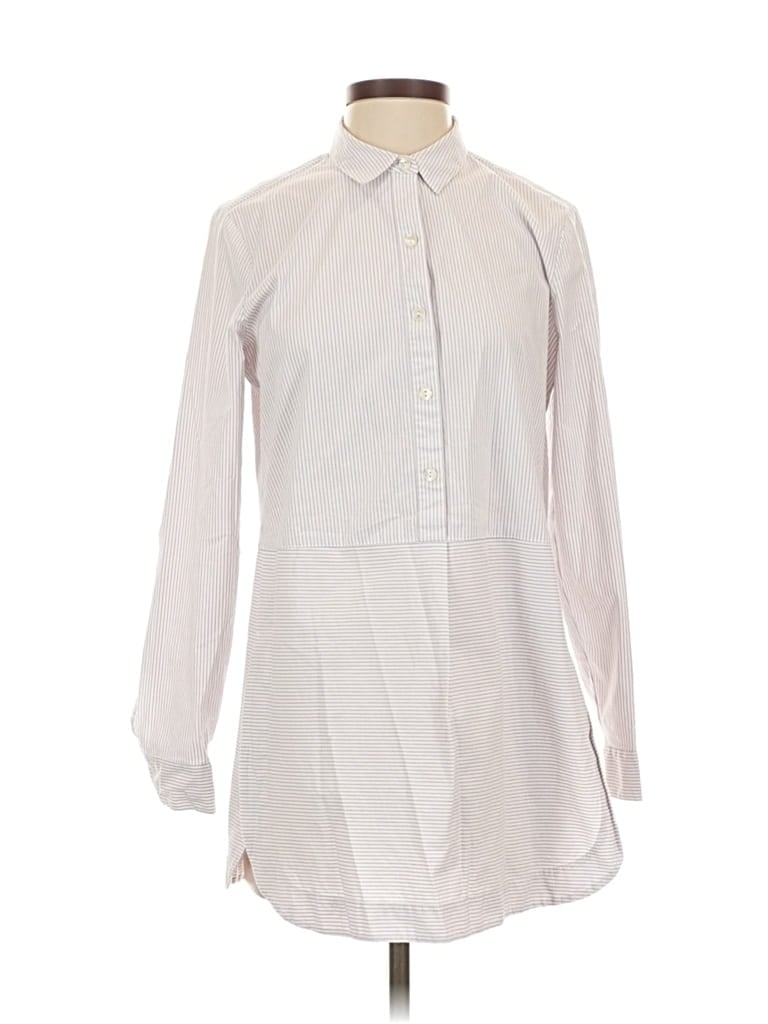 Pre-owned Jjill Long Sleeve Button Down Shirt In White