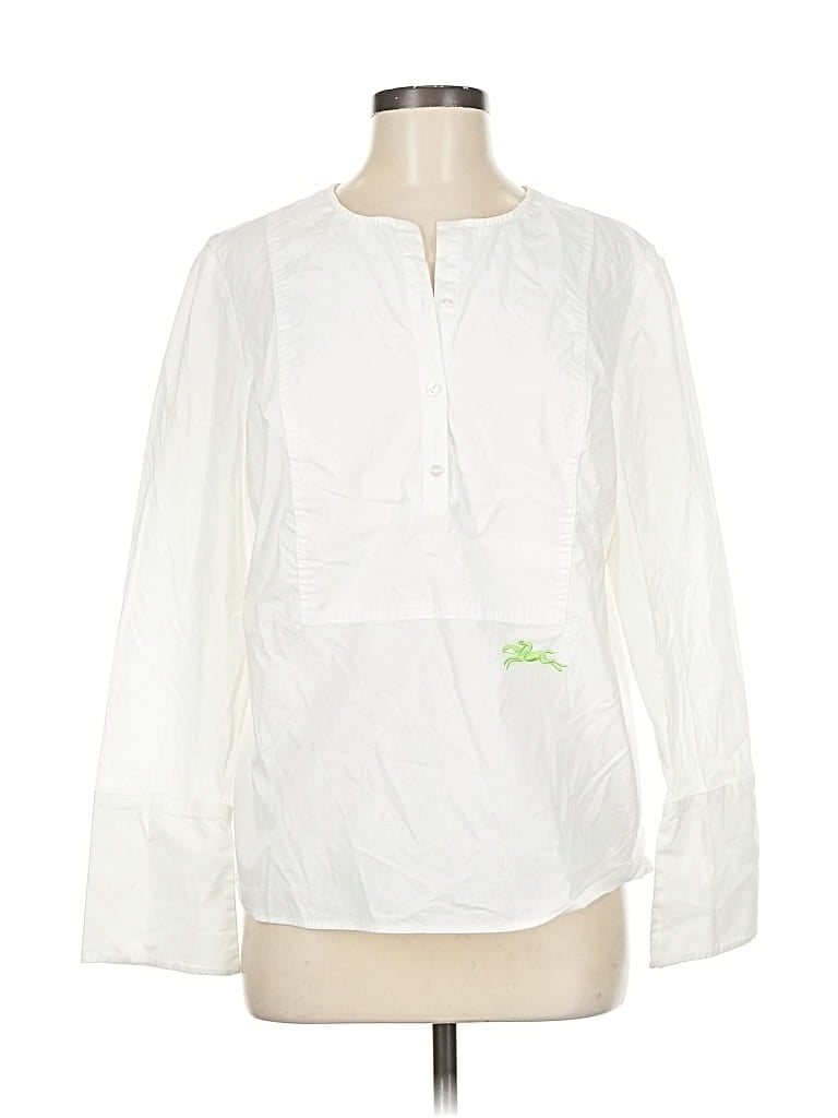 Pre-owned Longchamp Long Sleeve Blouse In White