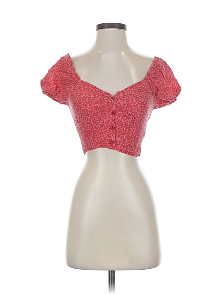 Pre-owned Princess Polly Short Sleeve Blouse In Red
