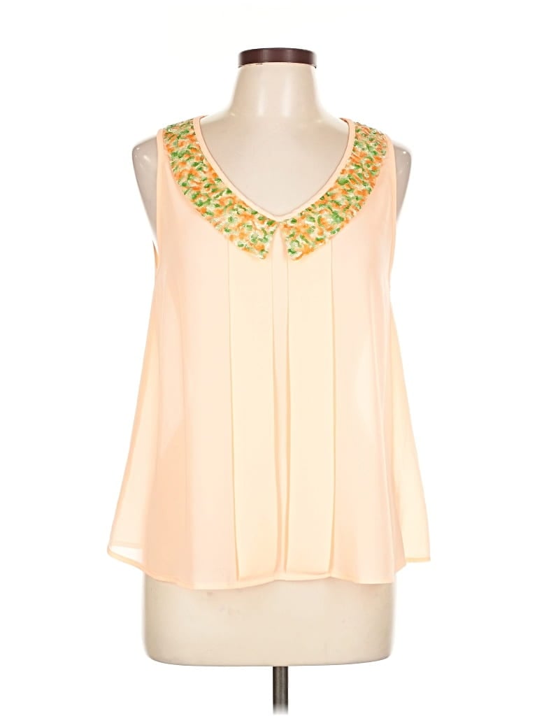 Pre-owned Ya Los Angeles Sleeveless Silk Top Yellow Open Neckline Tops