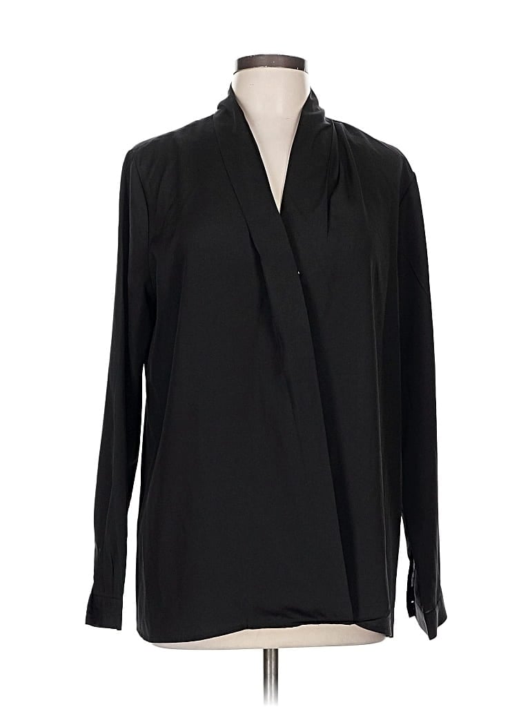Pre-owned Harve Benard Long Sleeve Blouse In Black