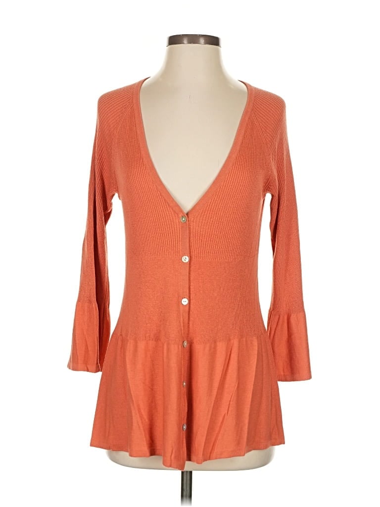 Pre-owned Jjill Silk Cardigan Sweater In Orange
