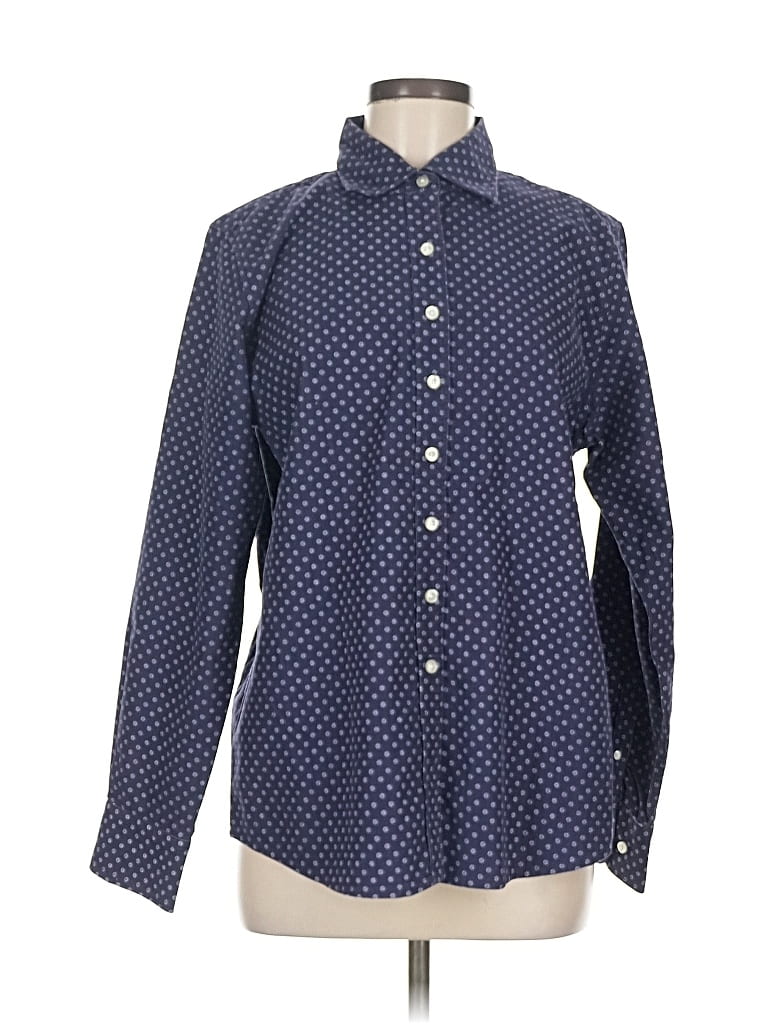 Pre-owned Lands' End Long Sleeve Button Down Shirt In Blue