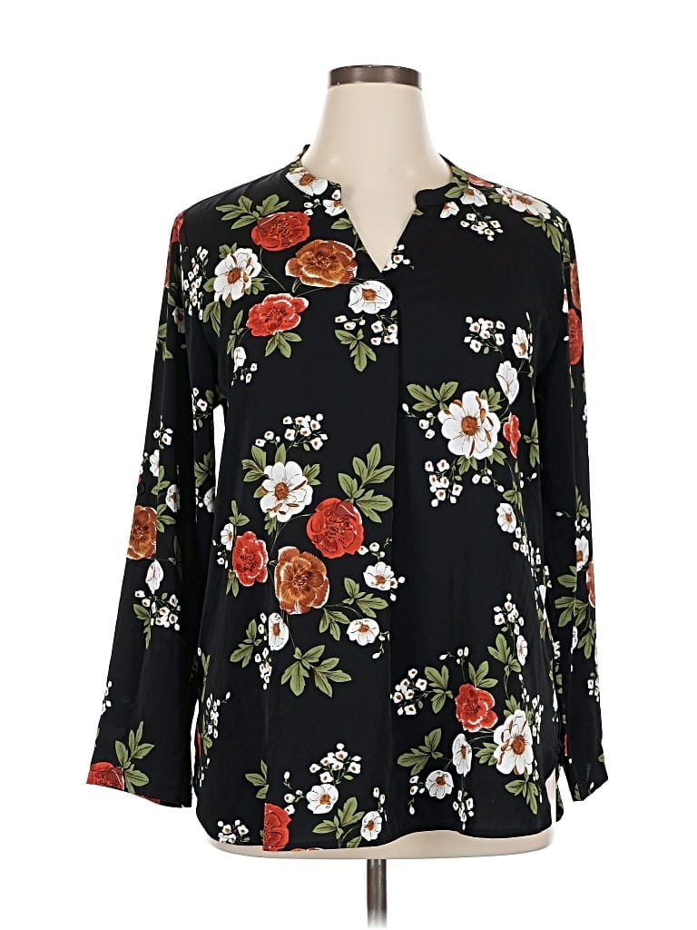 Pre-owned Timeson 3/4 Sleeve Blouse In Black