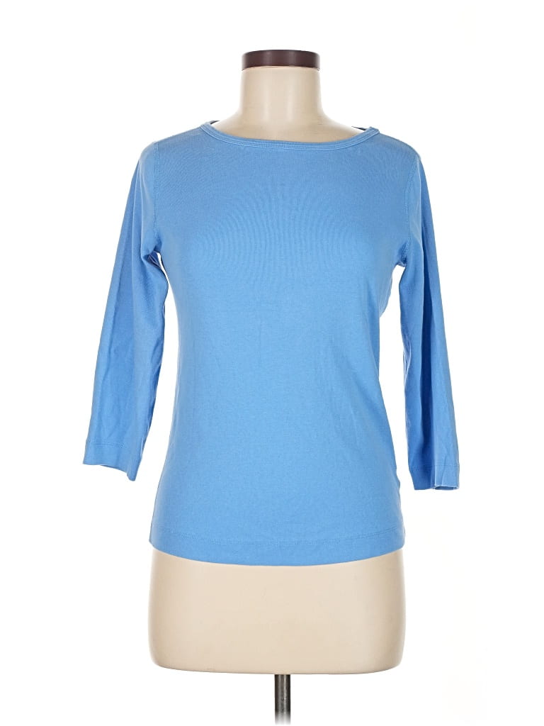 Pre-owned Three Dots 3/4 Sleeve T-shirt In Blue
