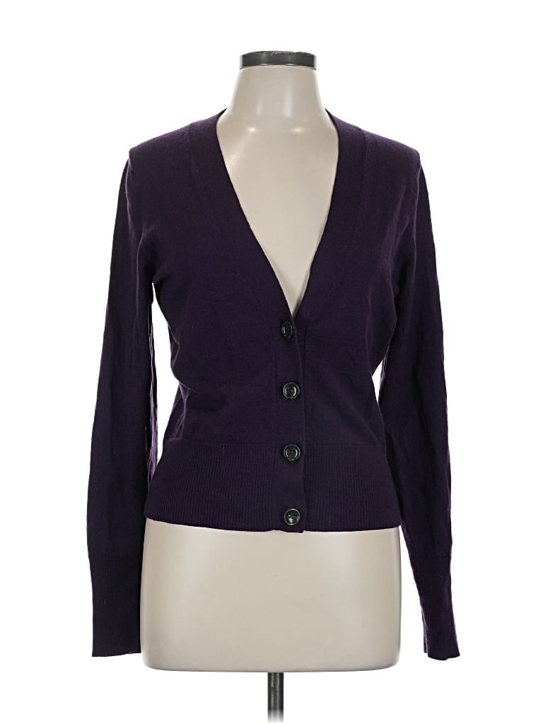 Pre-owned Banana Republic Wool Cardigan Sweater In Purple