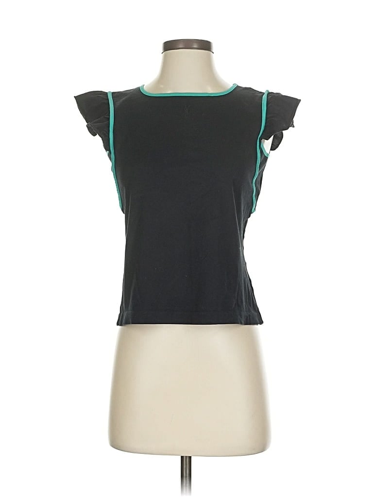 Pre-owned Saint Laurent Short Sleeve Top Black Sweetheart Neckline Tops