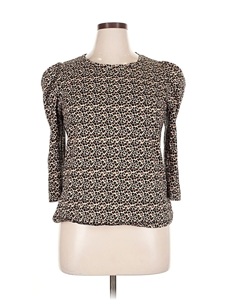 Pre-owned Ann Taylor Factory 3/4 Sleeve Top Brown Square Neckline Tops