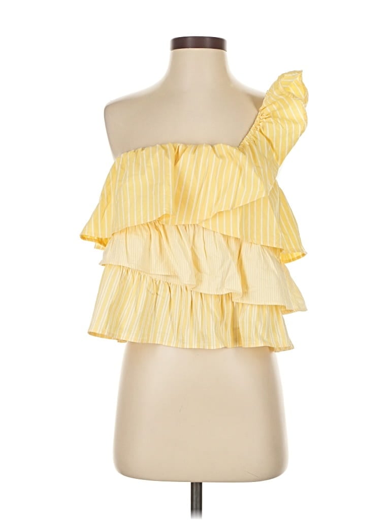 Pre-owned Maeve By Anthropologie Sleeveless Top Yellow One Shoulder Neckline Tops