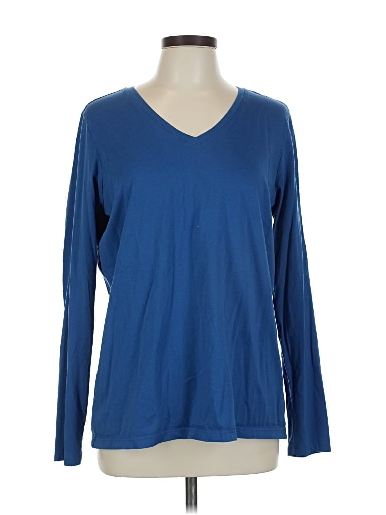 Pre-owned Lands' End Long Sleeve T-shirt In Blue