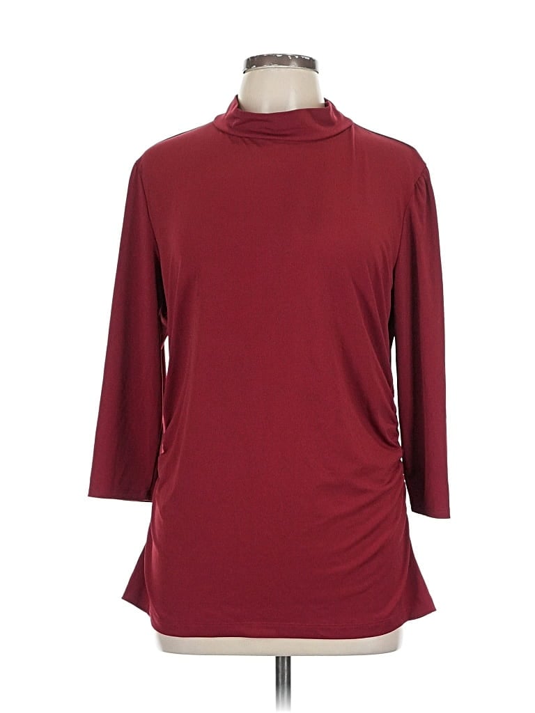 Pre-owned Ny & C 3/4 Sleeve Top Burgundy Turtleneck Tops