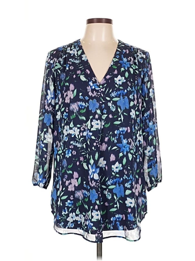 Pre-owned Jones New York 3/4 Sleeve Blouse In Blue