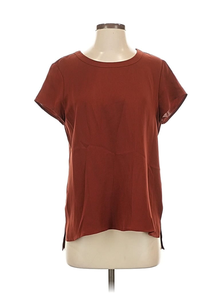 Pre-owned Cuyana Short Sleeve Top Burgundy Crew Neck Tops