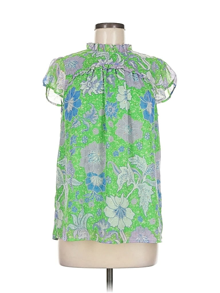 Pre-owned J By Joie Short Sleeve Blouse In Green