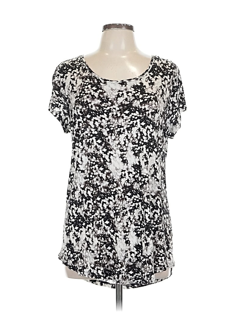 Pre-owned Simply Vera Vera Wang Short Sleeve Top Silver Scoop Neck Tops