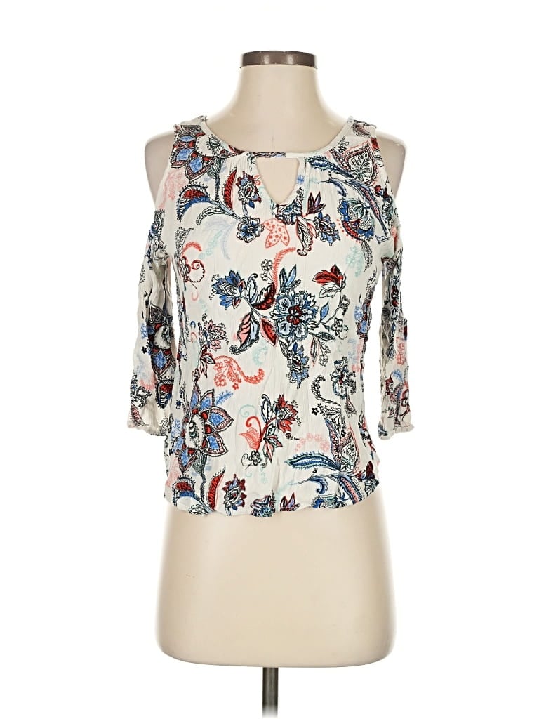 Pre-owned Gypsies & Moondust 3/4 Sleeve Blouse In White