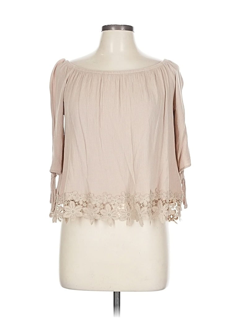 Pre-owned Ambiance 3/4 Sleeve Blouse In Brown